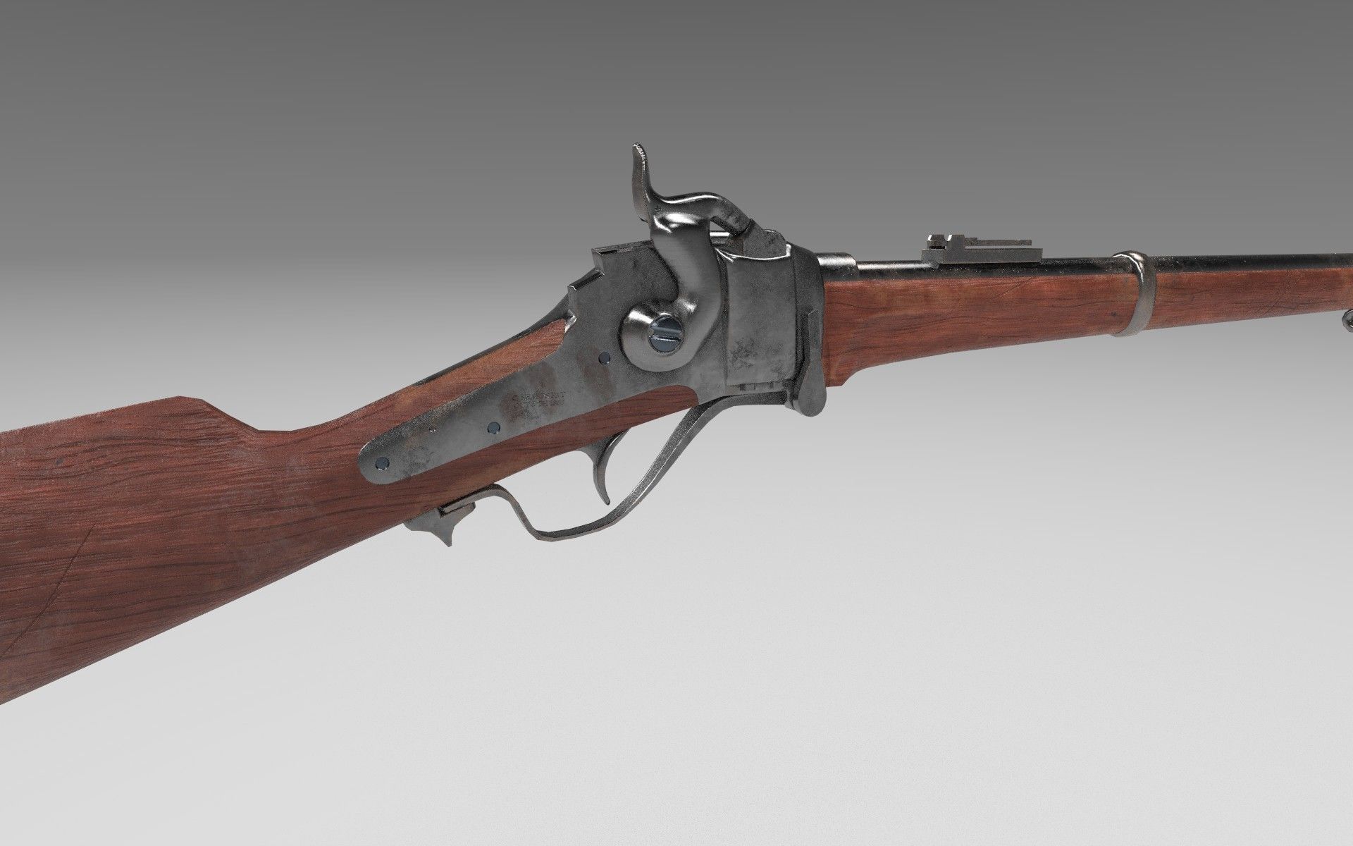 Sharps Model 1867 Low-poly 3D model_3
