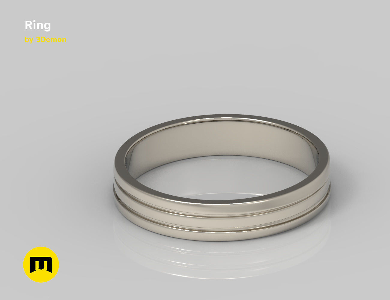 Three part ring 3D print model_5