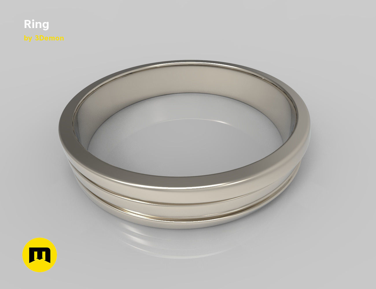 Three part ring 3D print model_6