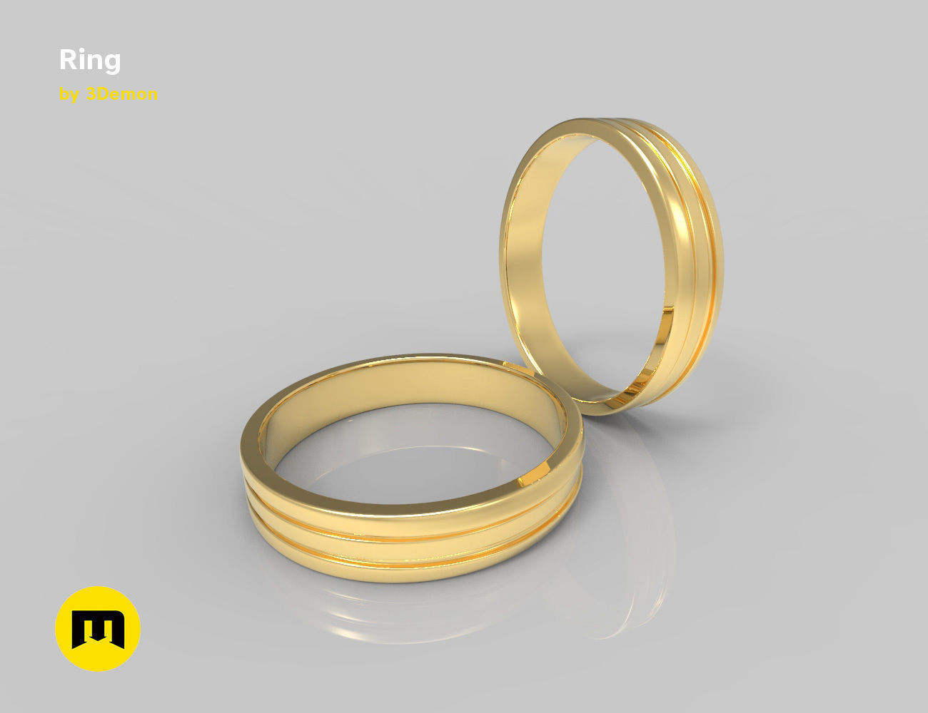Three part ring 3D print model_1