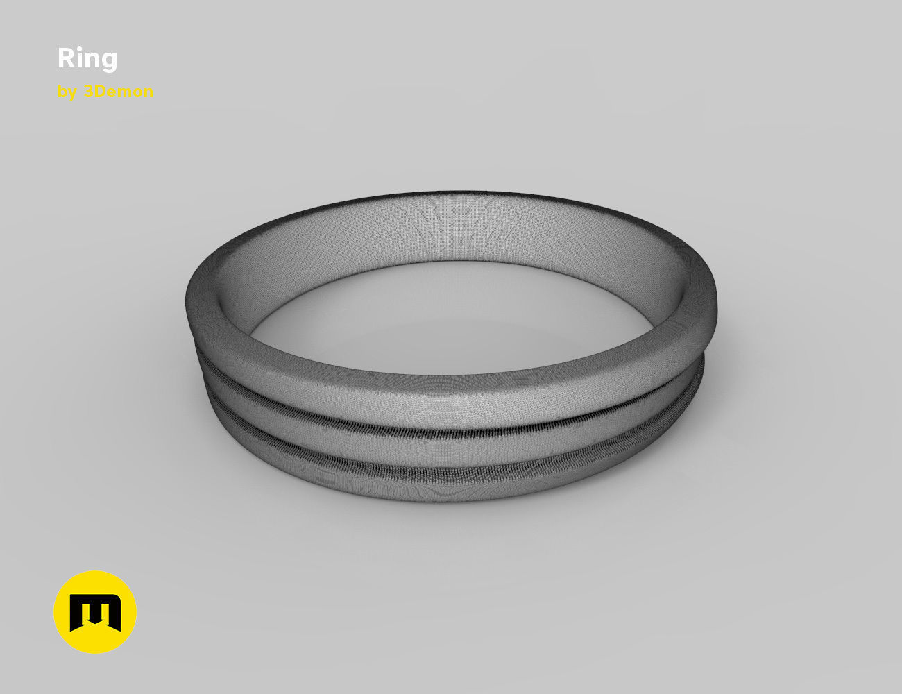 Three part ring 3D print model_9