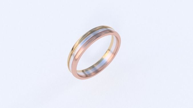 Three part ring 3D print model