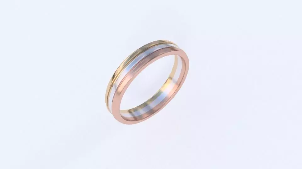 Three part ring 3D print model_0