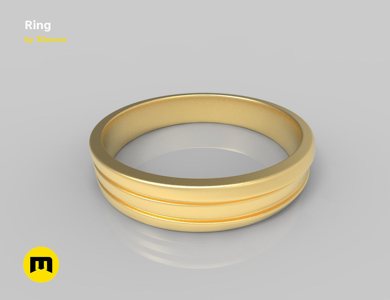 Three part ring 3D print model_3