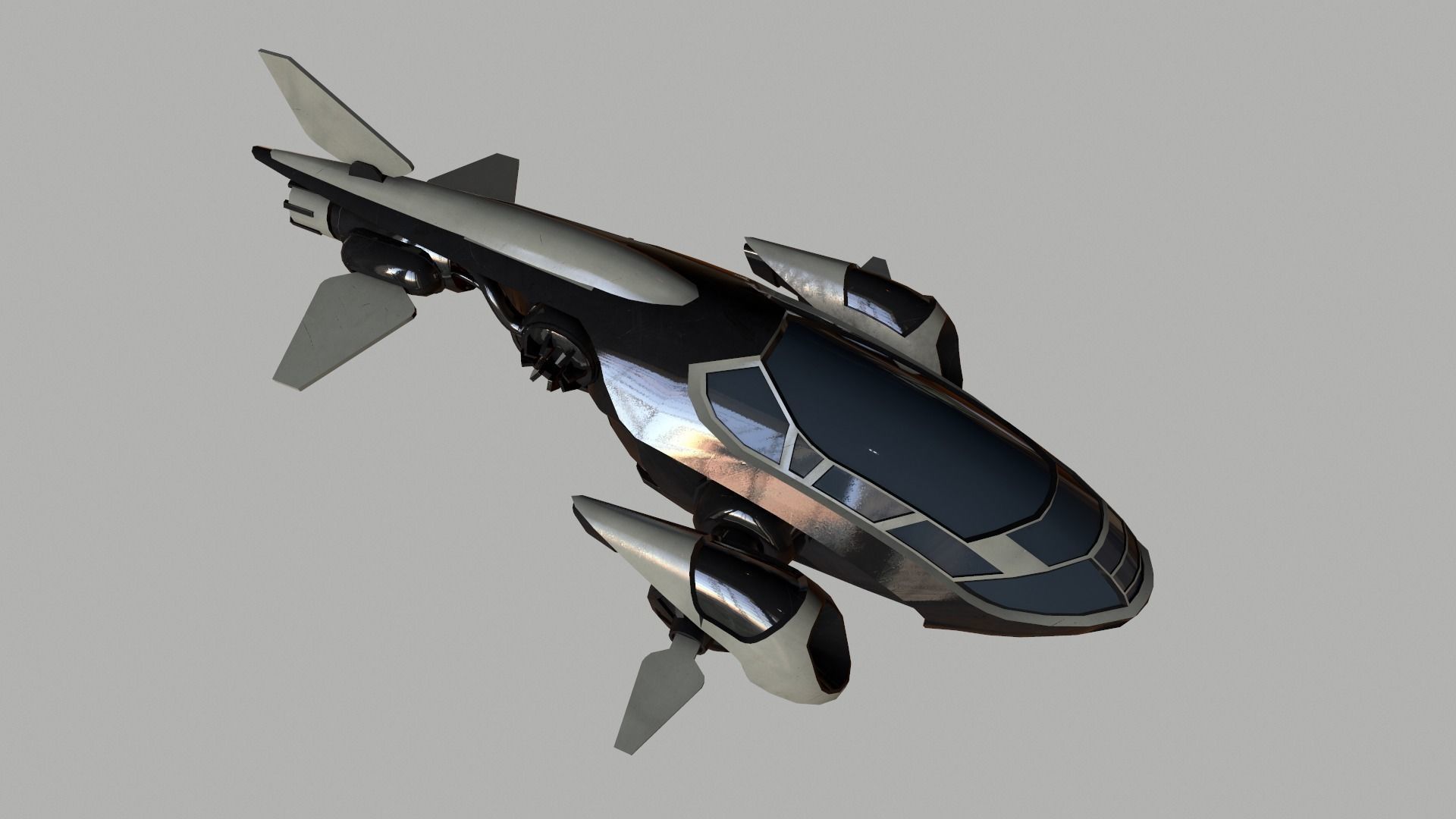 Small Spaceship Low-poly 3D model_1