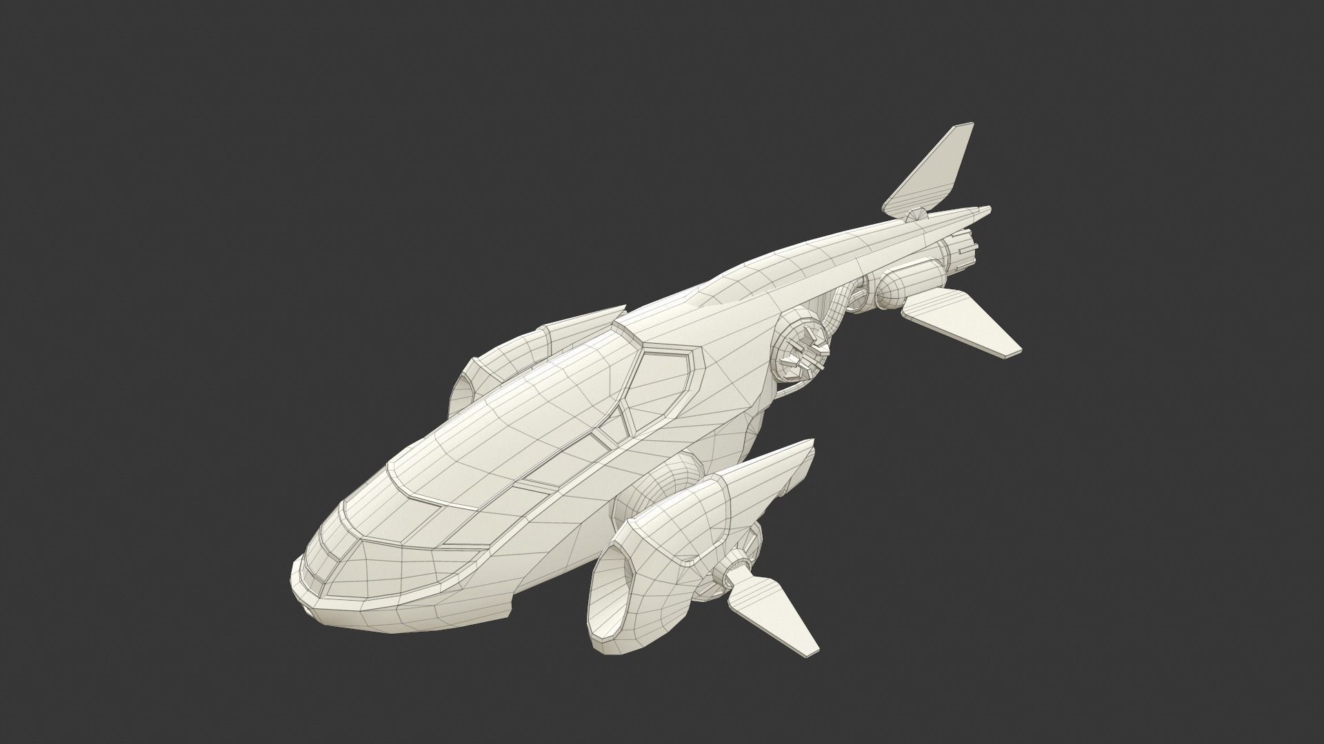 Small Spaceship Low-poly 3D model_6