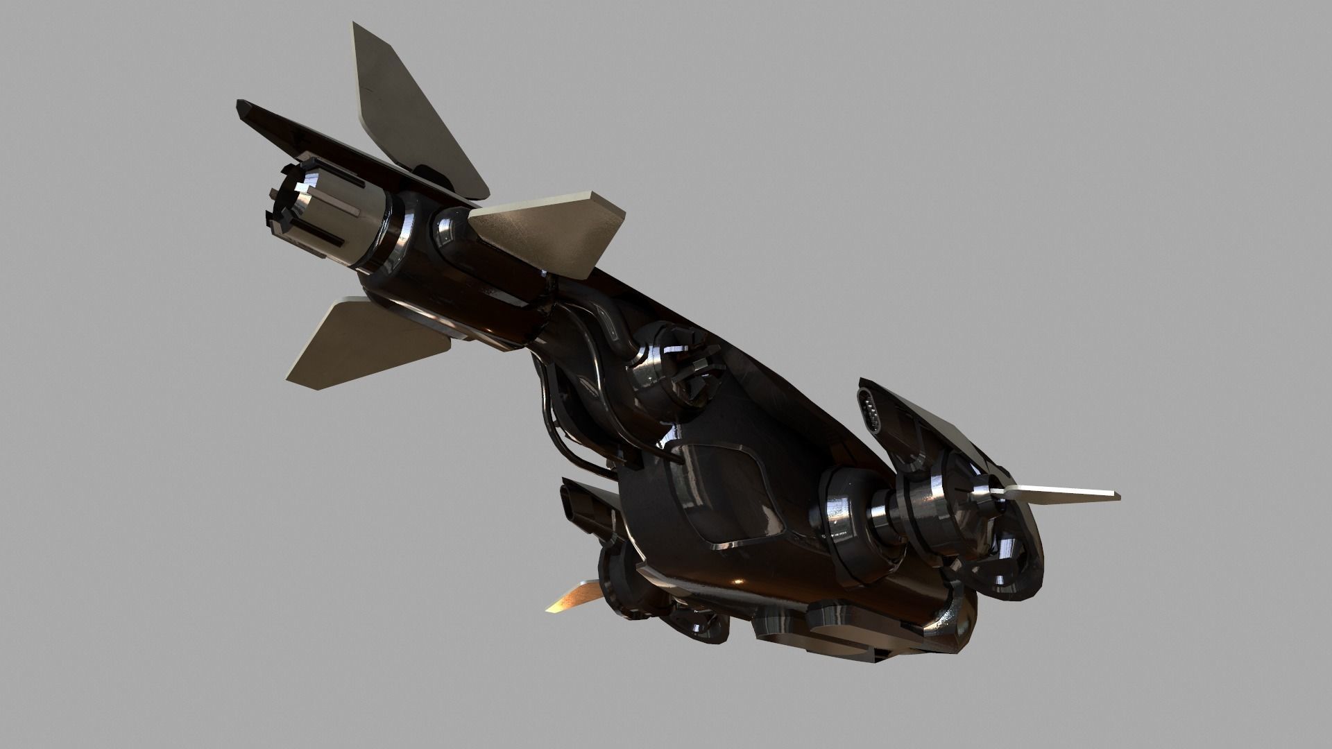 Small Spaceship Low-poly 3D model_4