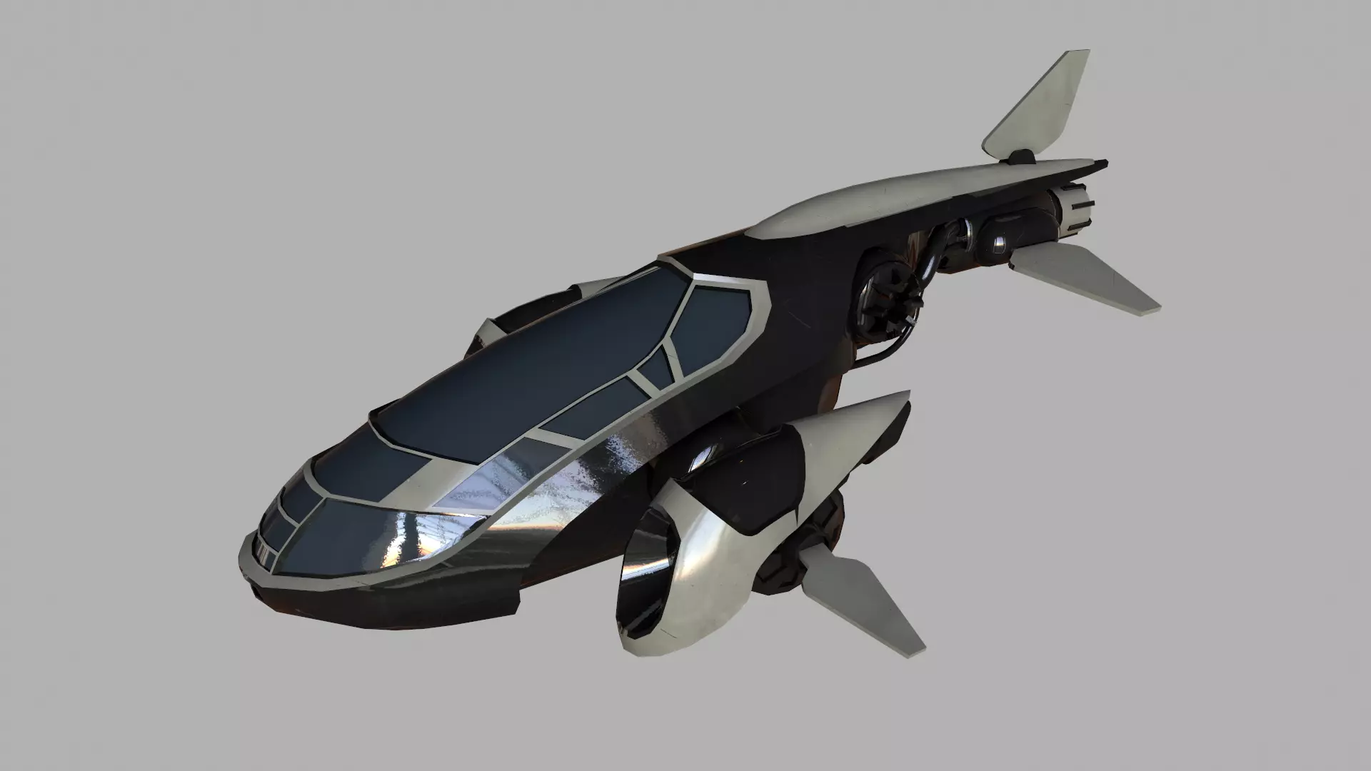 Small Spaceship Low-poly 3D model_0