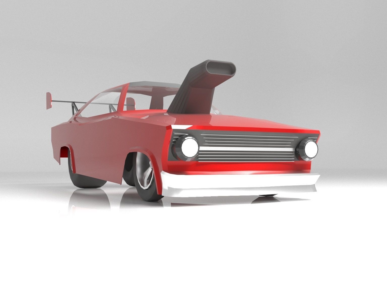 Drag Car  low-polygon 3D model  Low-poly 3D model_3