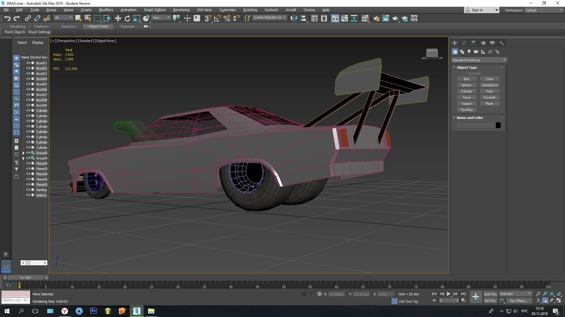 Drag Car  low-polygon 3D model  Low-poly 3D model_7