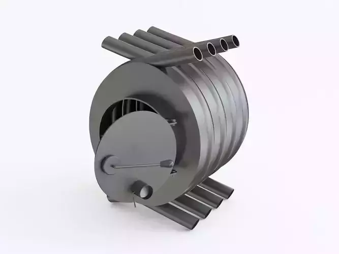 Furnace metal sculpture with pipes