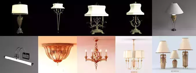 10 lamps 3d models pack