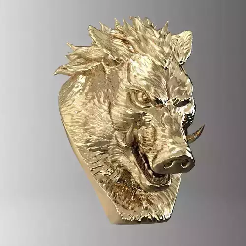 wild boar head 3D print model