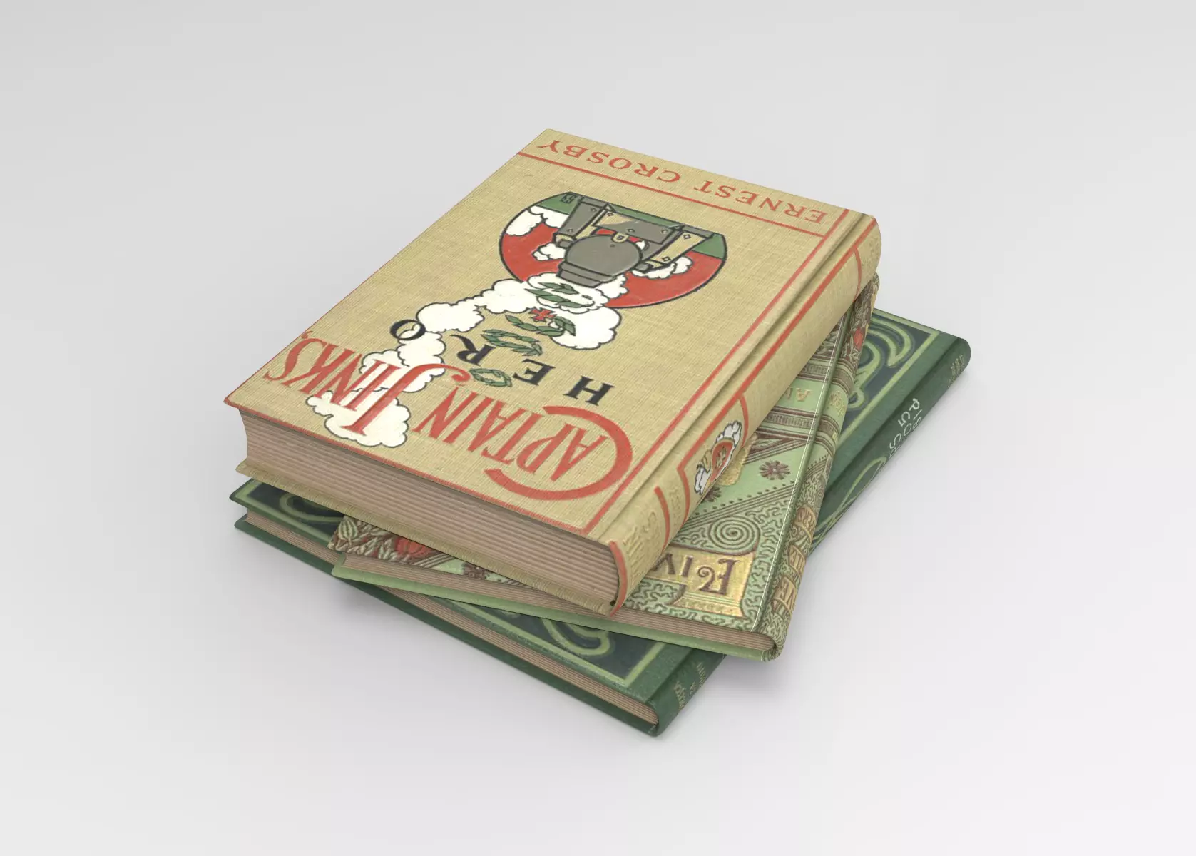 Books three stacked Low-poly 3D model_0