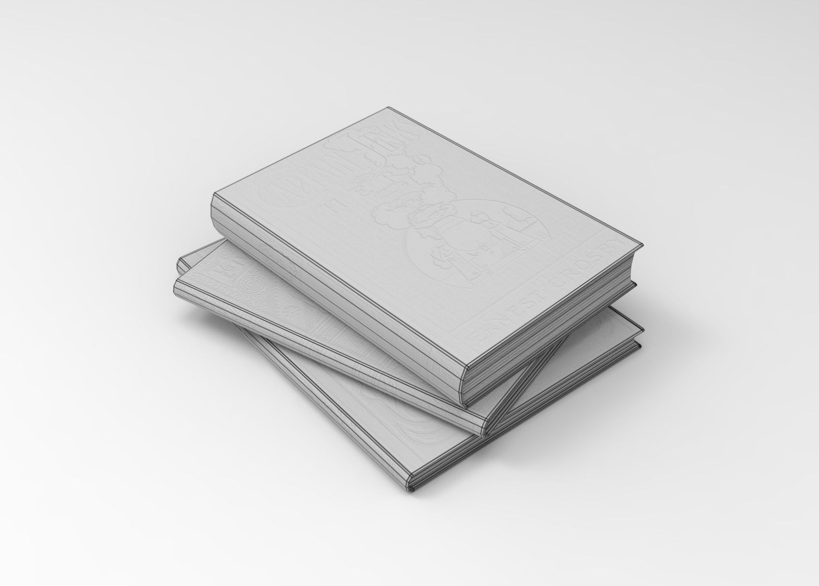 Books three stacked Low-poly 3D model_4