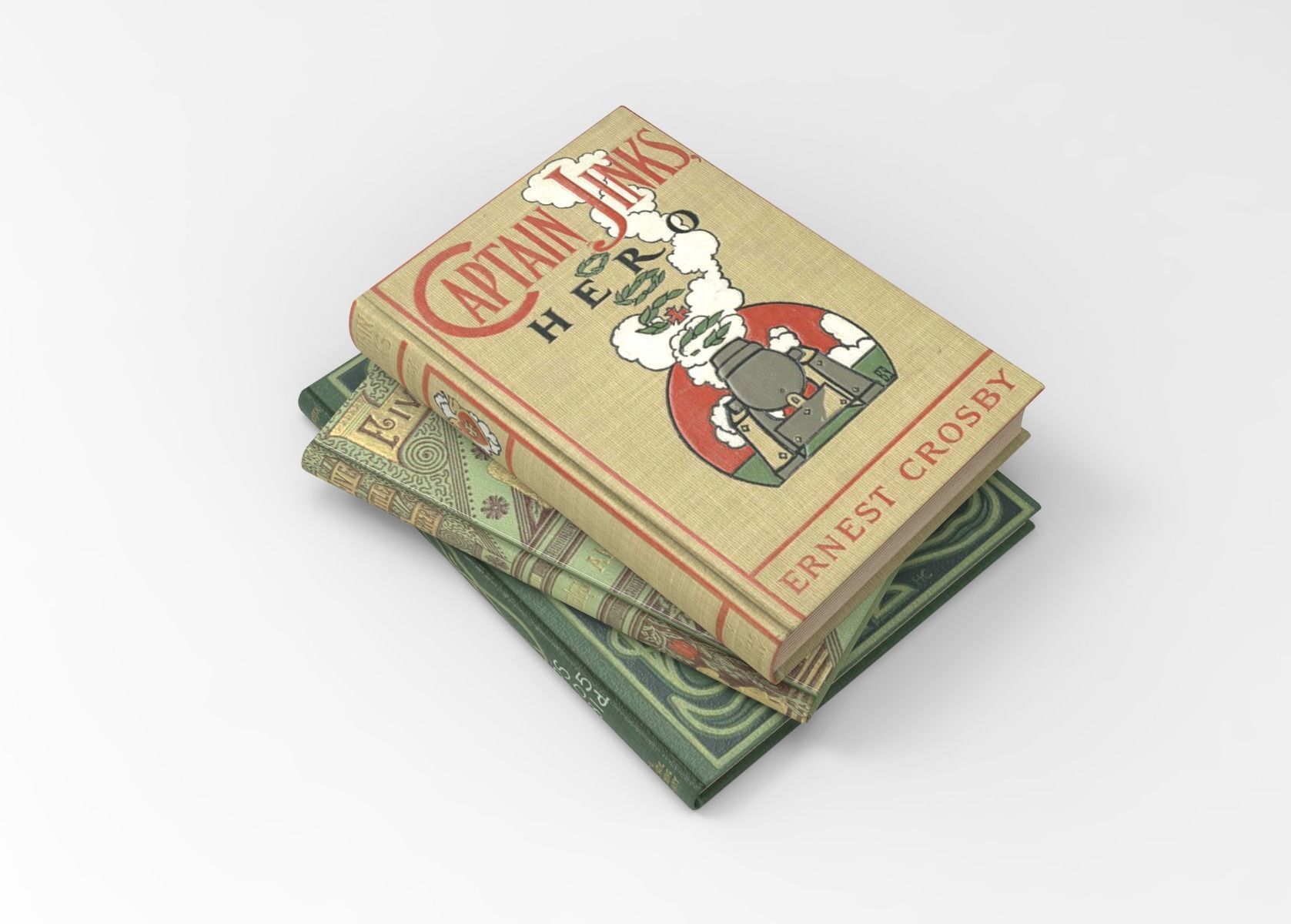 Books three stacked Low-poly 3D model_1