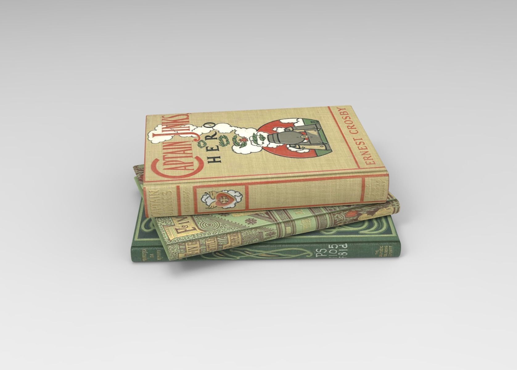 Books three stacked Low-poly 3D model_3