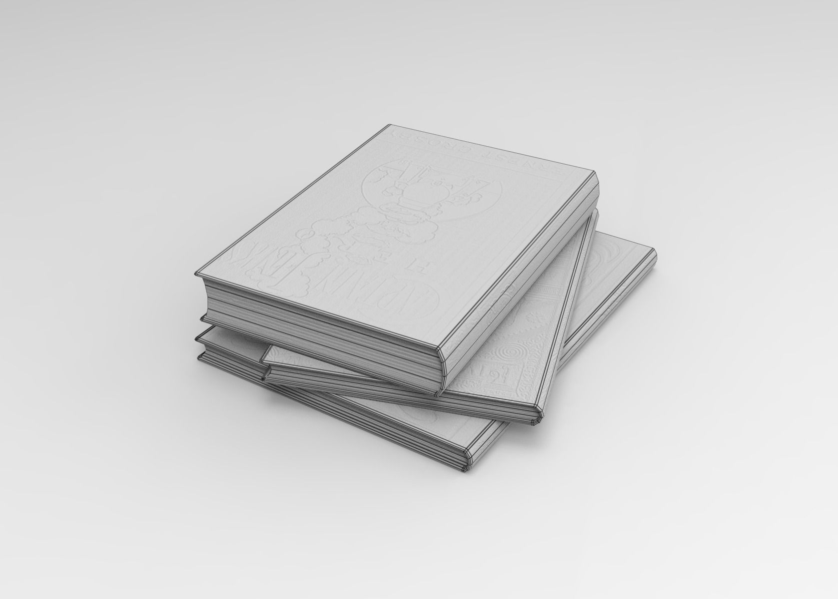 Books three stacked Low-poly 3D model_5