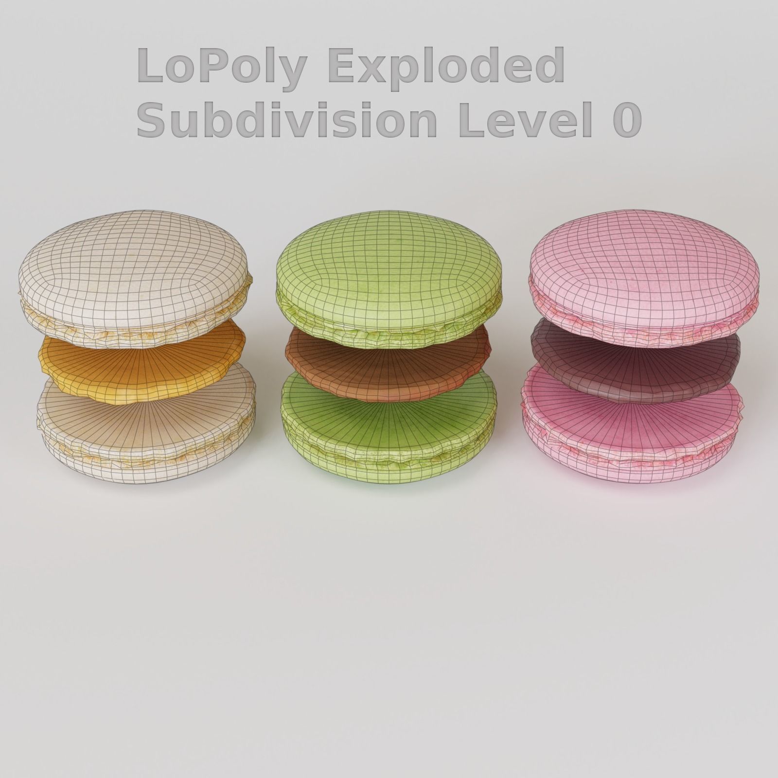 Macarons Low Poly macaron Low-poly 3D model_7
