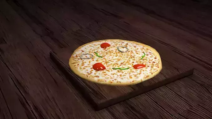 Pizza on wooden table