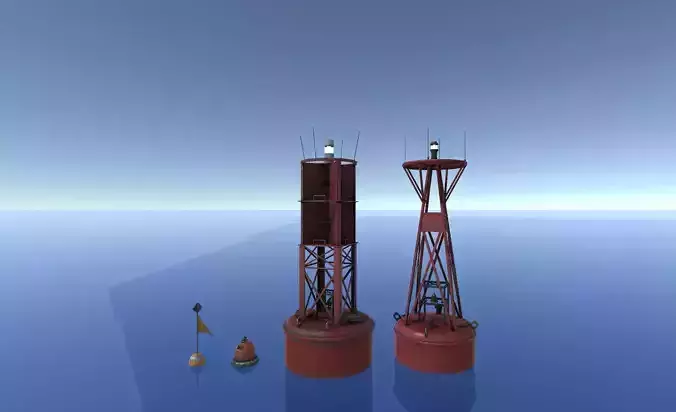Buoy Set lighthouse Low-poly 3D model