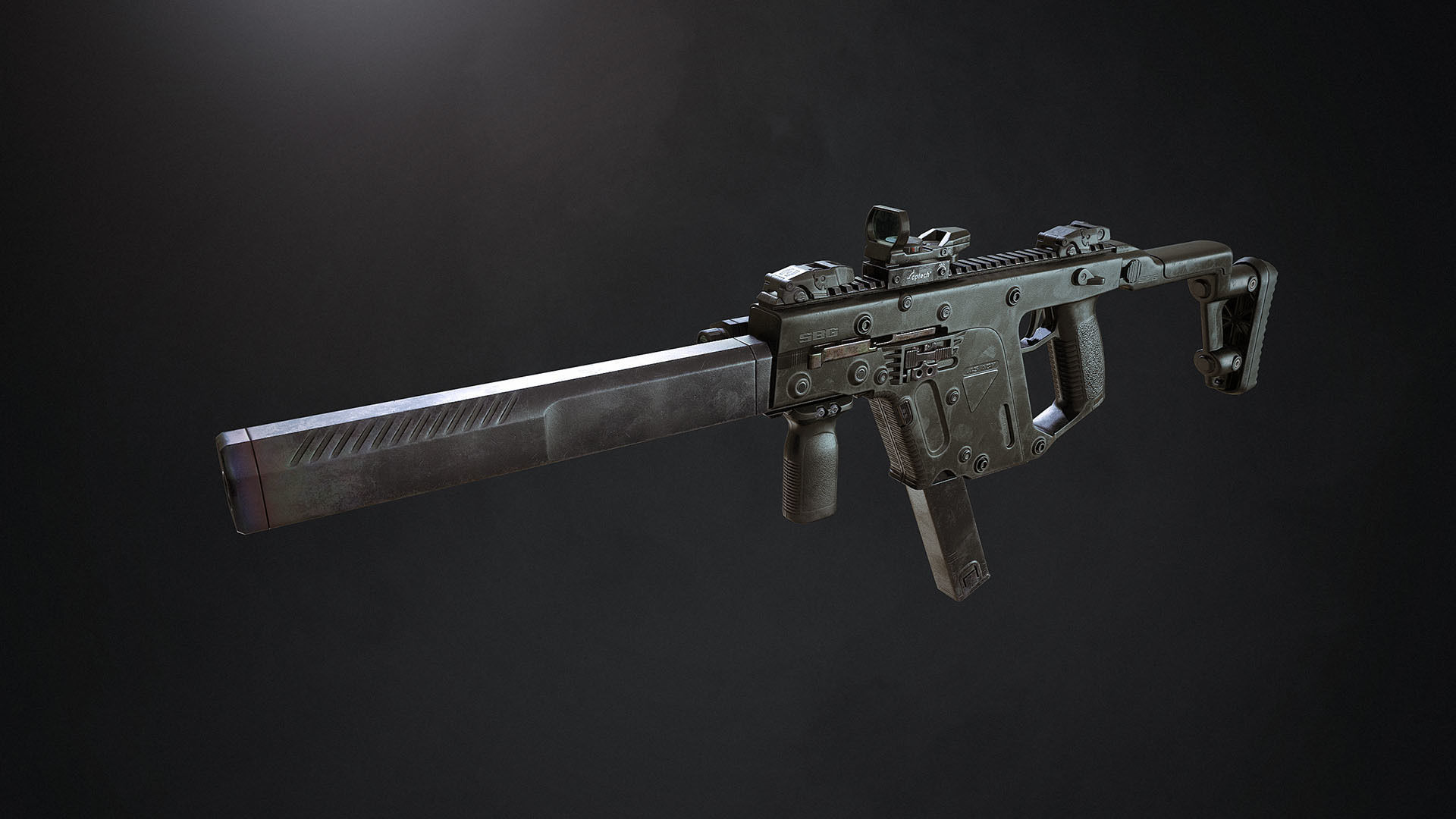 SBG Submachine Gun Low-poly 3D model_4