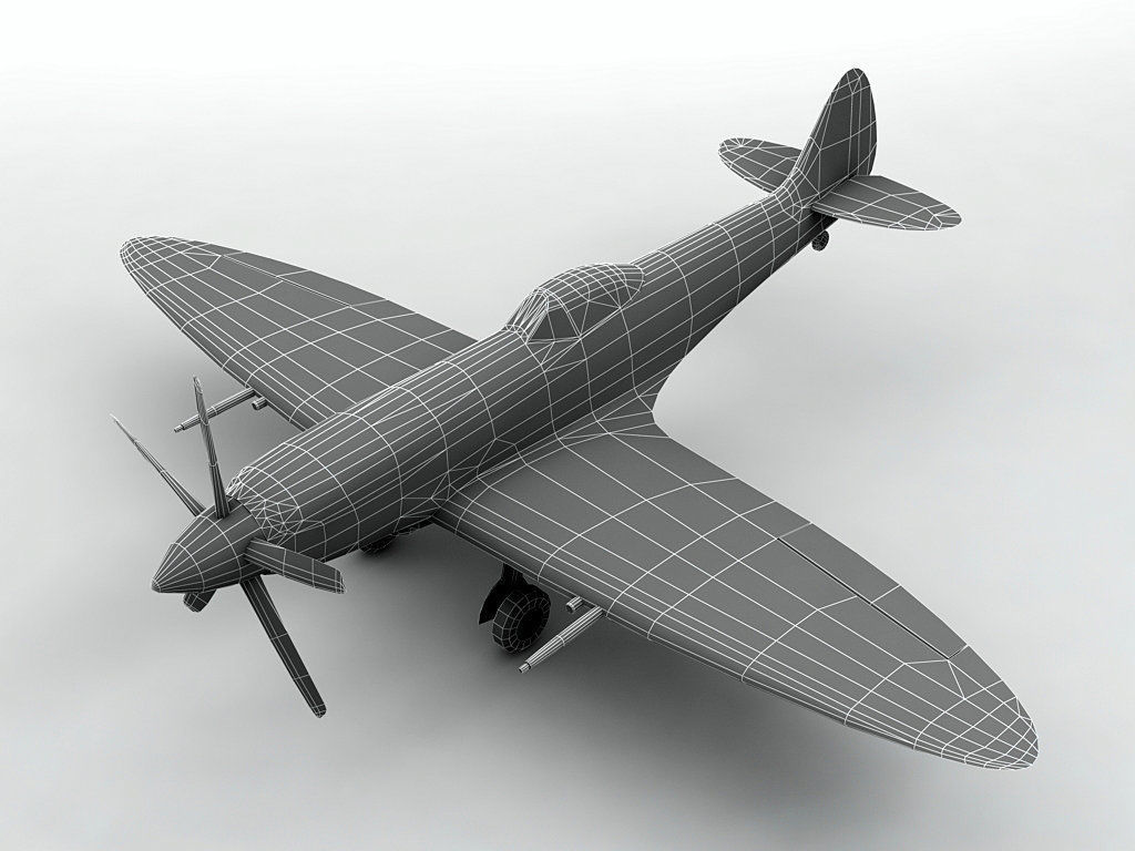 Supermarine Spitfire MK XVIII Aircraft Low-poly 3D model_2