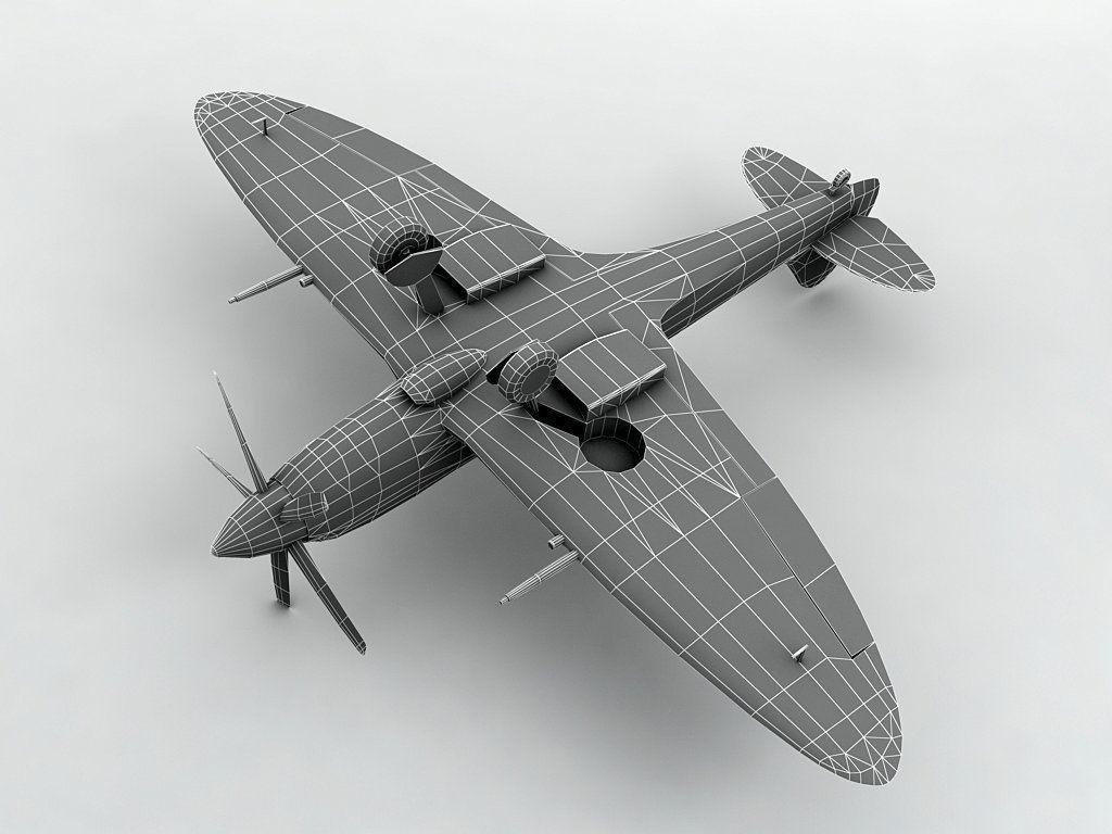 Supermarine Spitfire MK XVIII Aircraft Low-poly 3D model_3