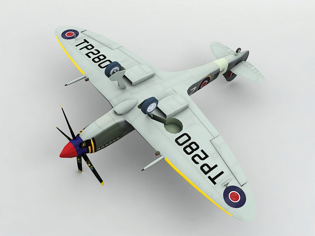 Supermarine Spitfire MK XVIII Aircraft Low-poly 3D model_1