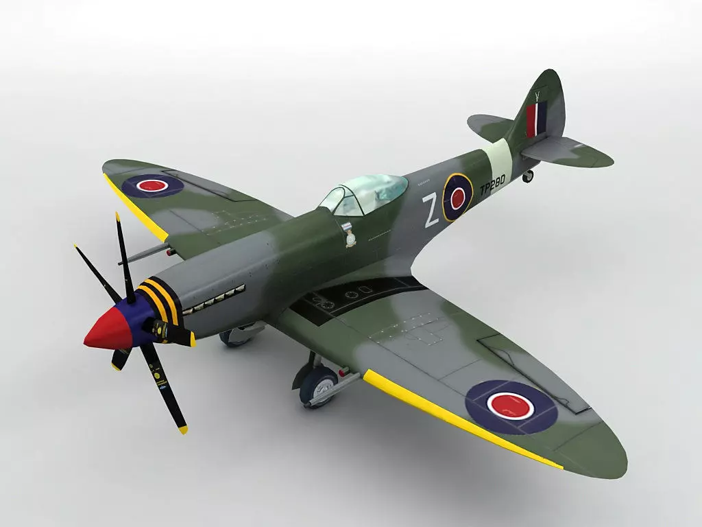 Supermarine Spitfire MK XVIII Aircraft Low-poly 3D model_0