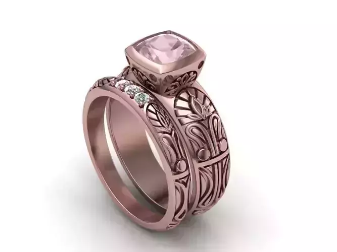 Wedding set Cushion stone shape  3d model  printable N0303