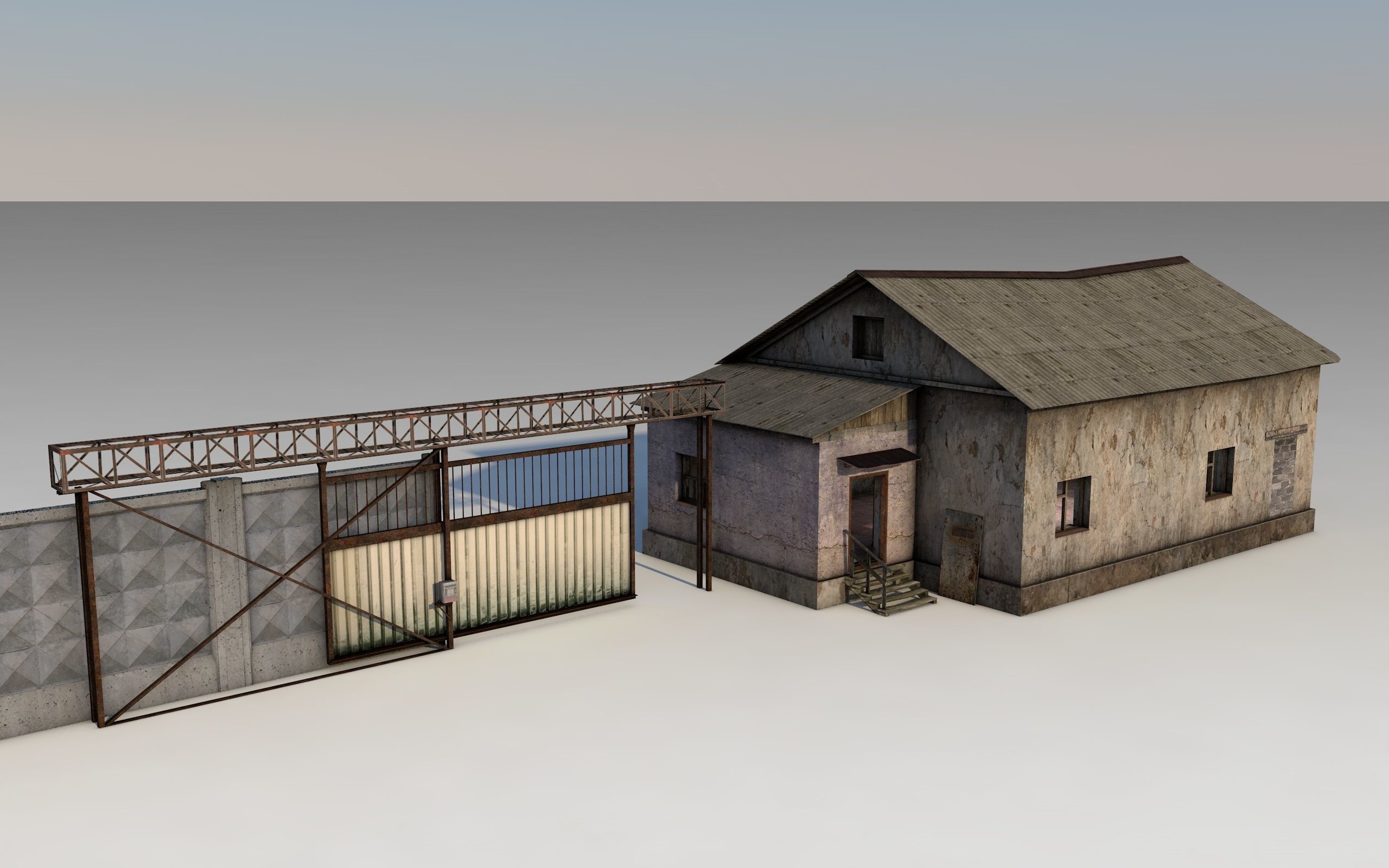 Old Soviet checkpoint Low-poly 3D model