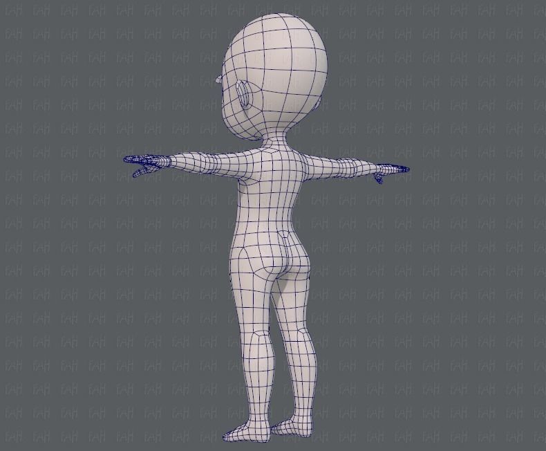 Base mesh girl characterV07 Low-poly 3D model_14