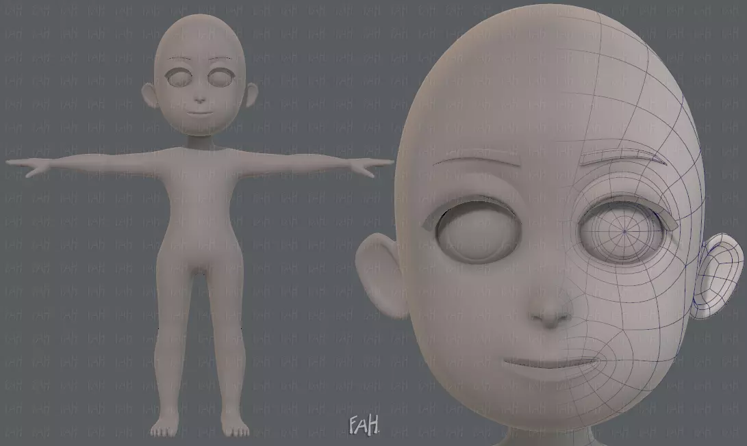 Base mesh girl characterV07 Low-poly 3D model_0