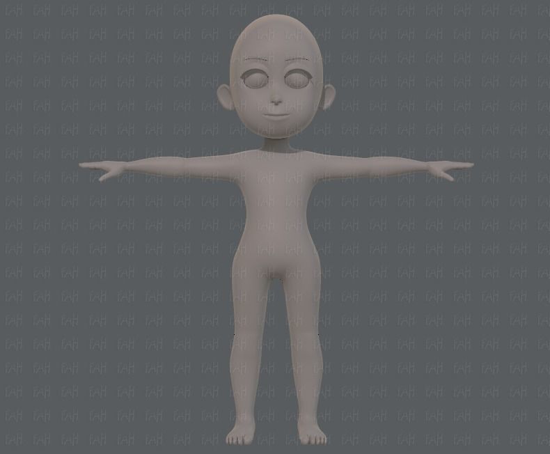 Base mesh girl characterV07 Low-poly 3D model_1