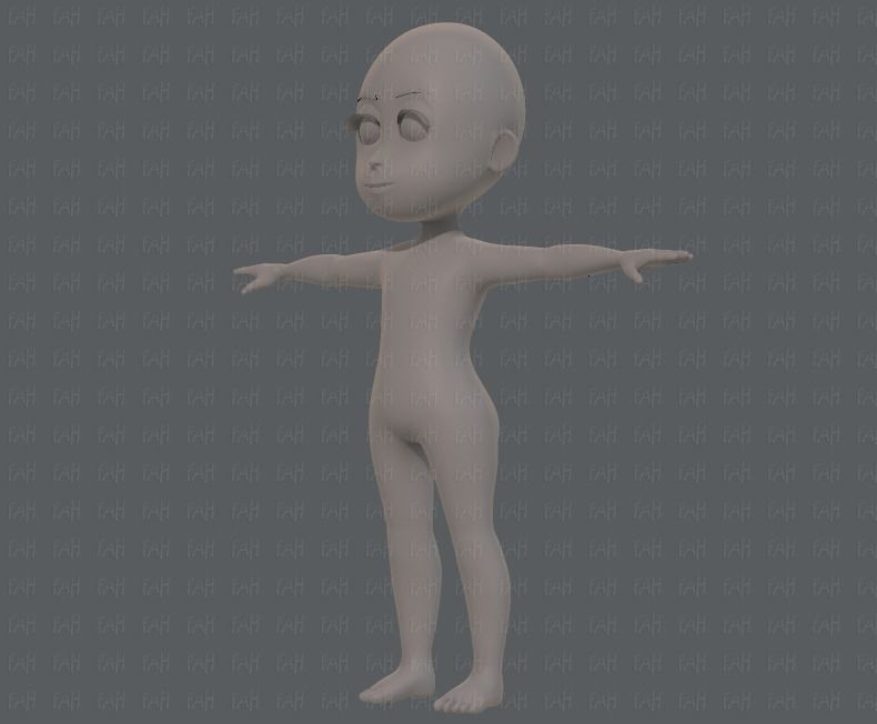 Base mesh girl characterV07 Low-poly 3D model_8