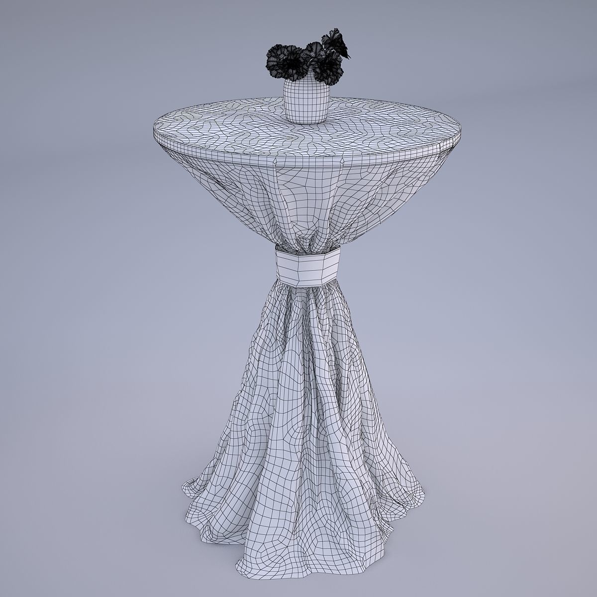 Wedding Table with Flowers 3D model_4