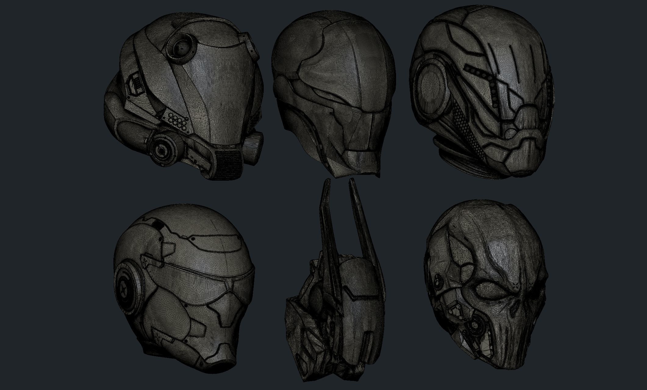 Set of a Sci-Fi Heads Part 1 3D model_11