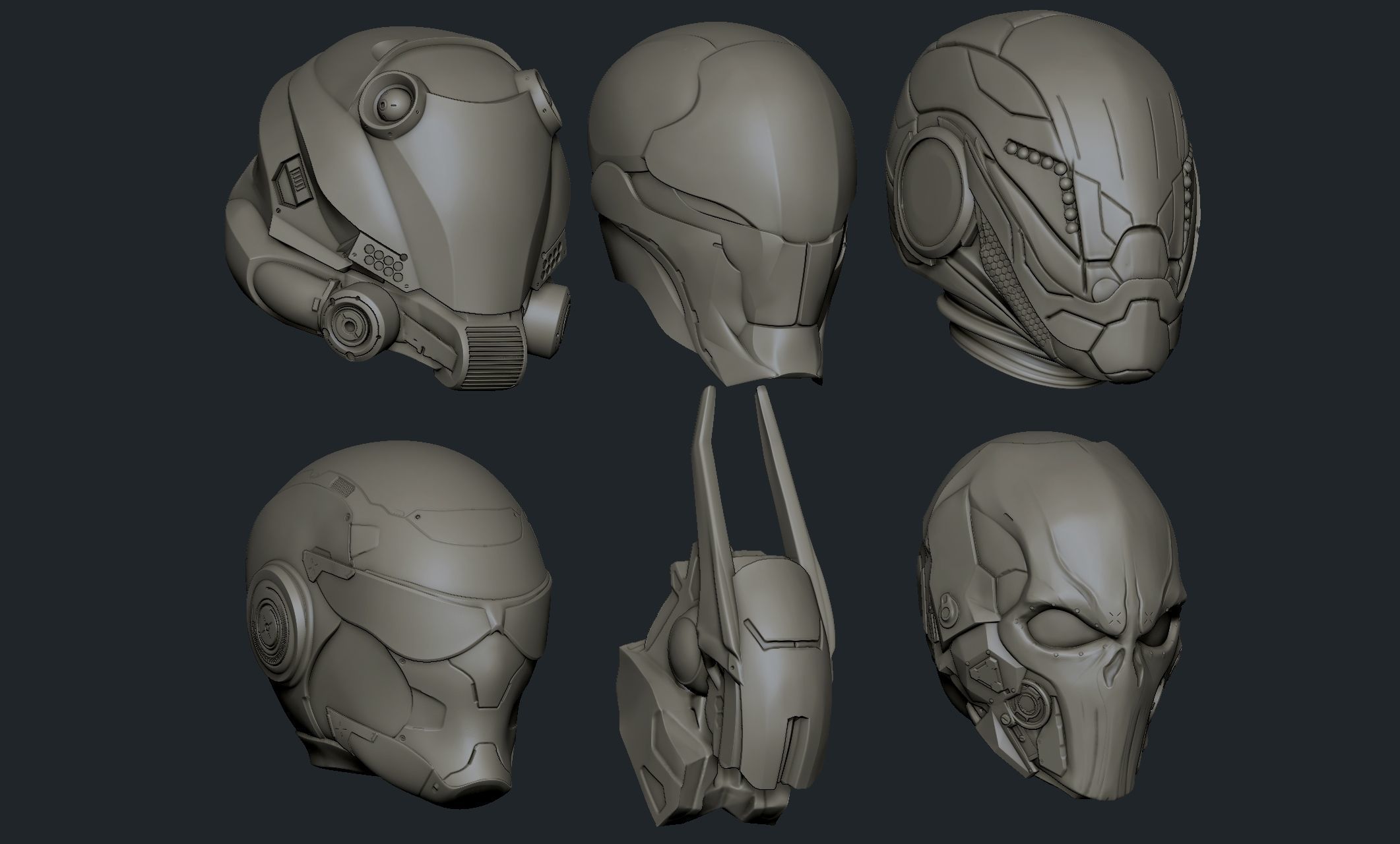 Set of a Sci-Fi Heads Part 1 3D model_10