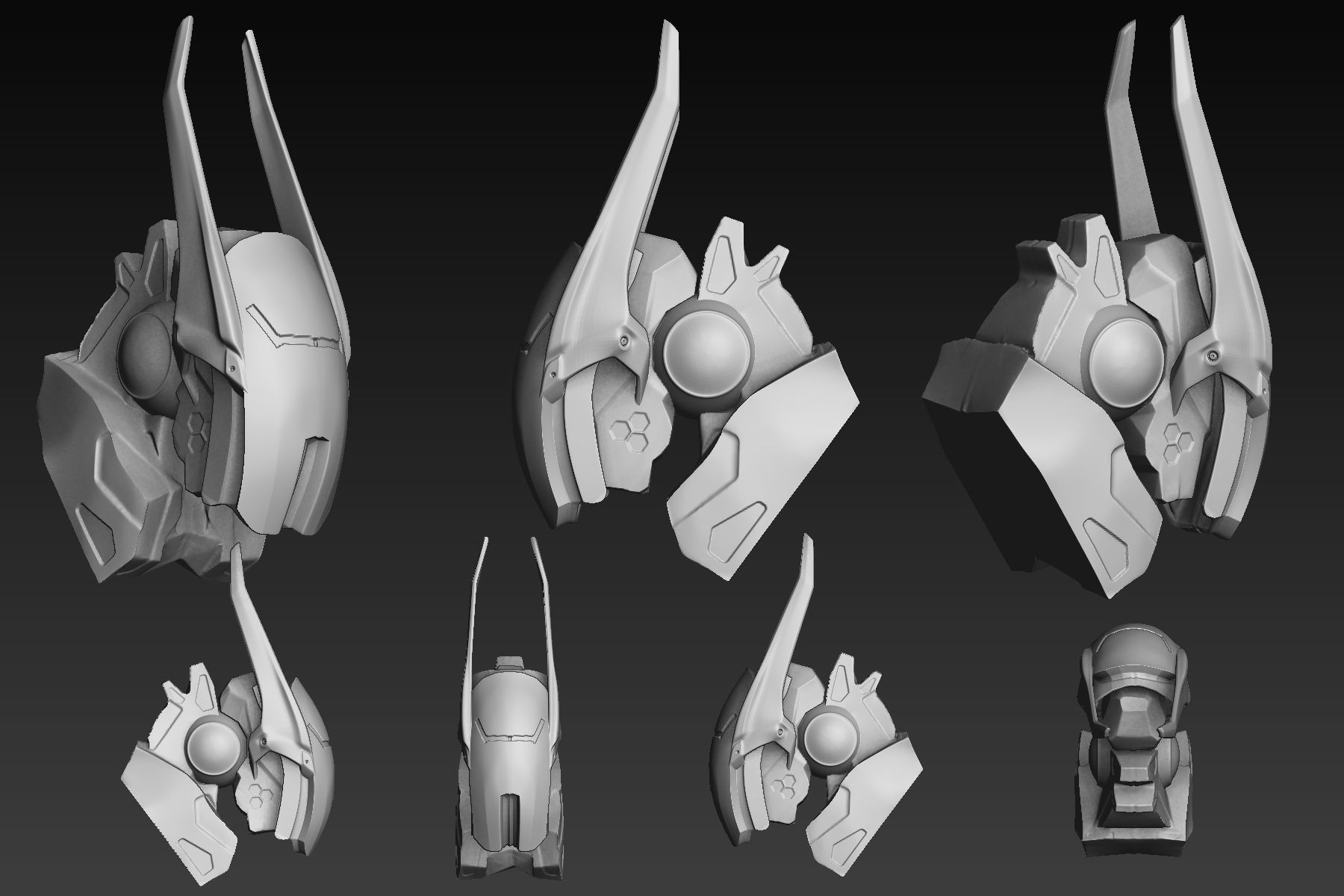 Set of a Sci-Fi Heads Part 1 3D model_9