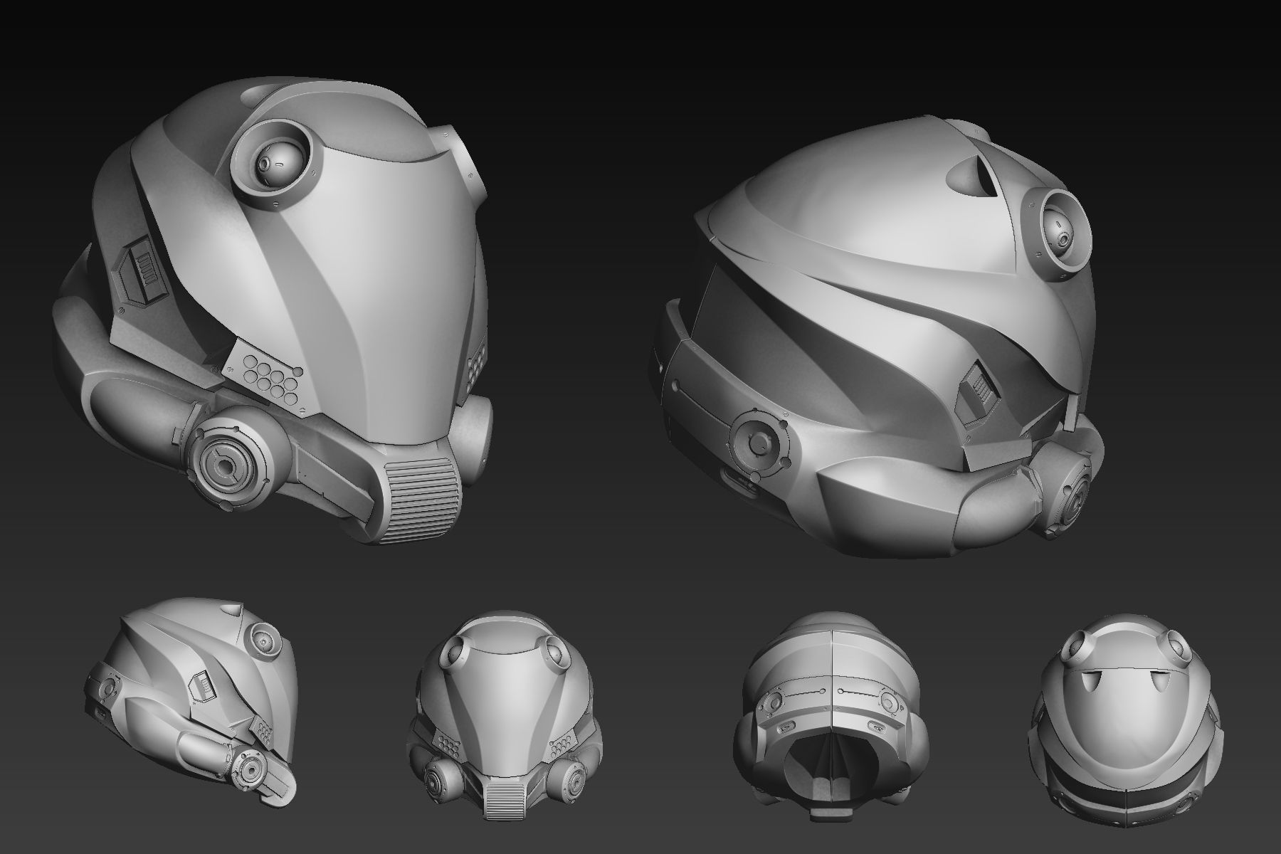 Set of a Sci-Fi Heads Part 1 3D model_4