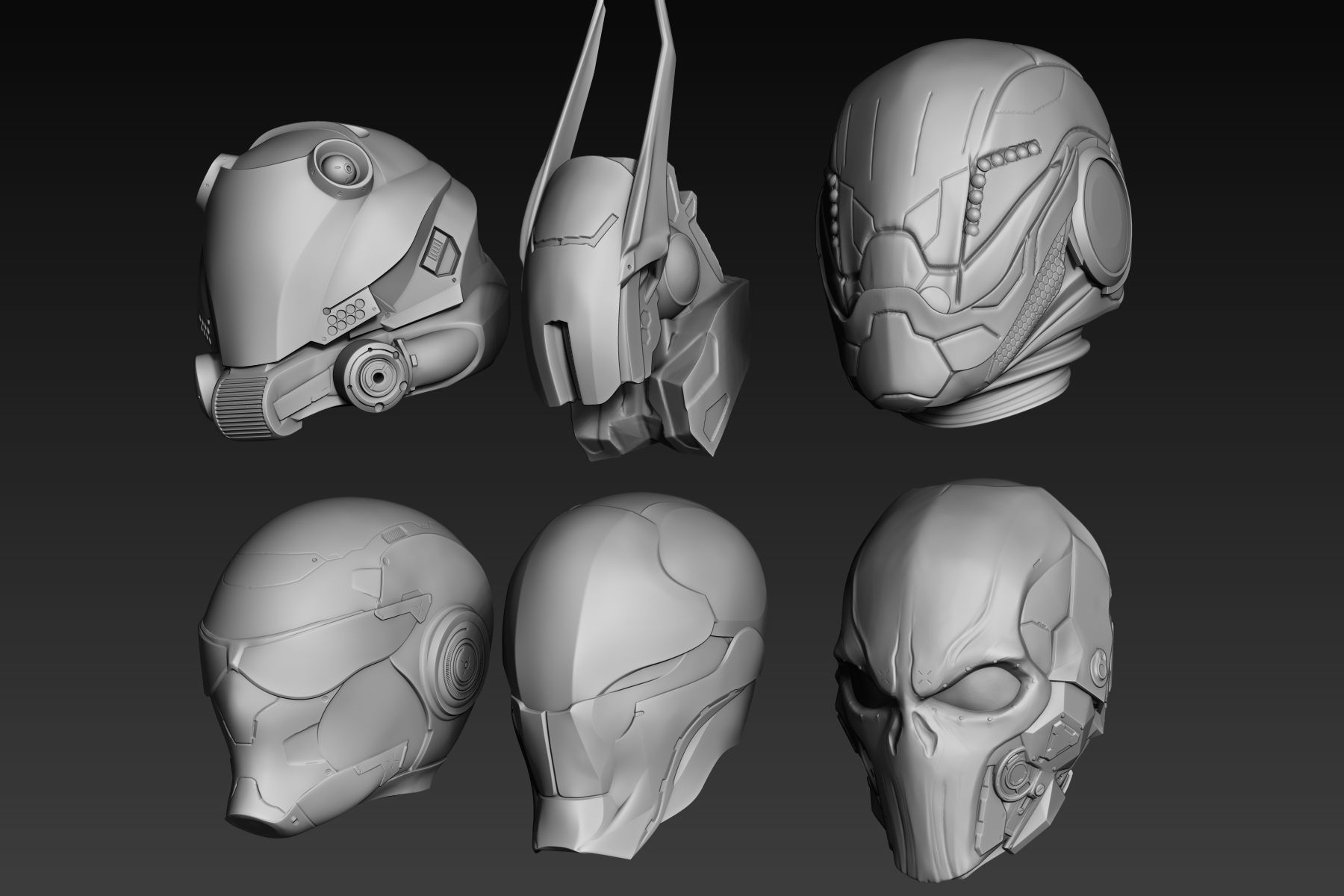 Set of a Sci-Fi Heads Part 1 3D model_2