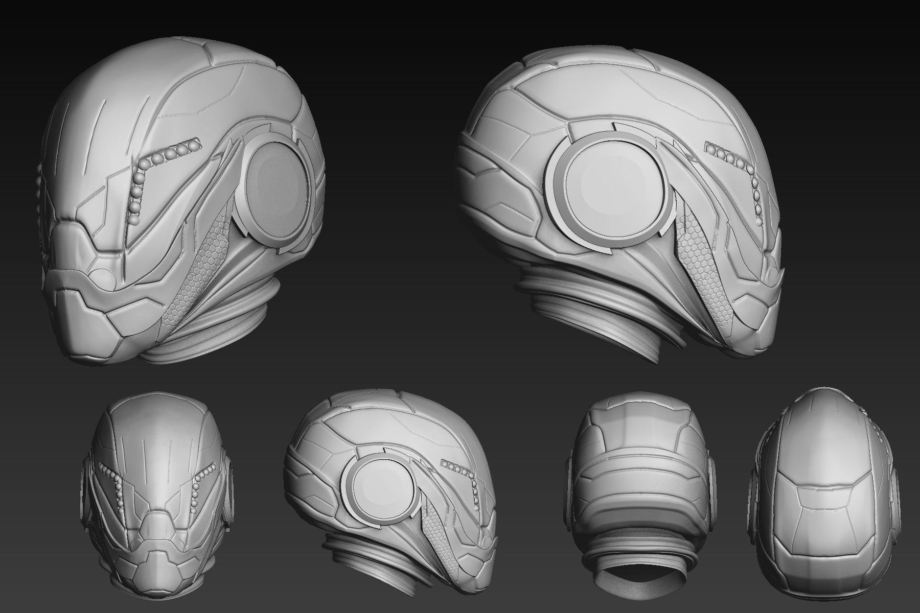Set of a Sci-Fi Heads Part 1 3D model_7