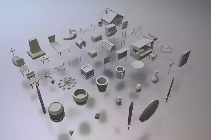 Low poly pack in medieval style