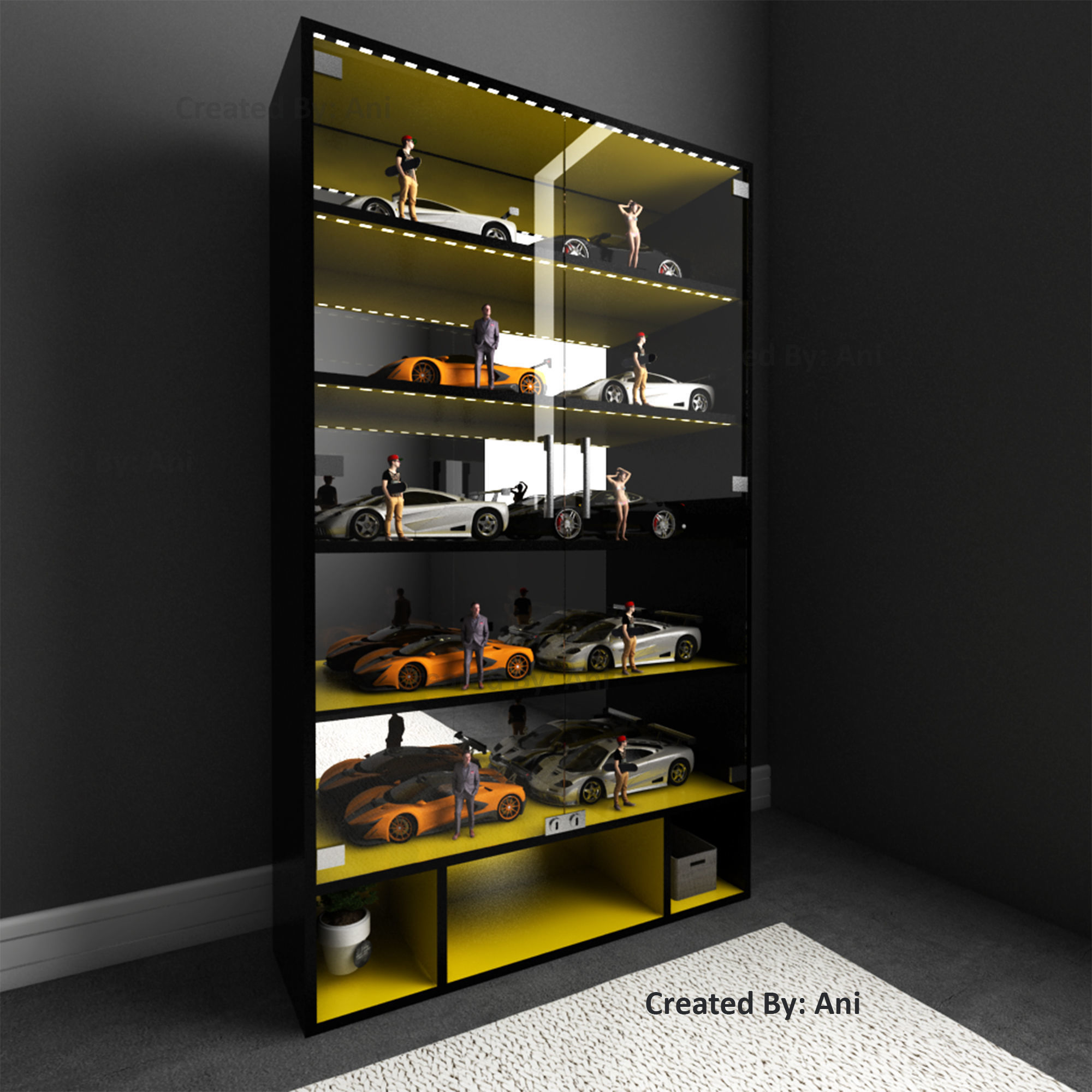 Showcase car display cabinet 3D model_1