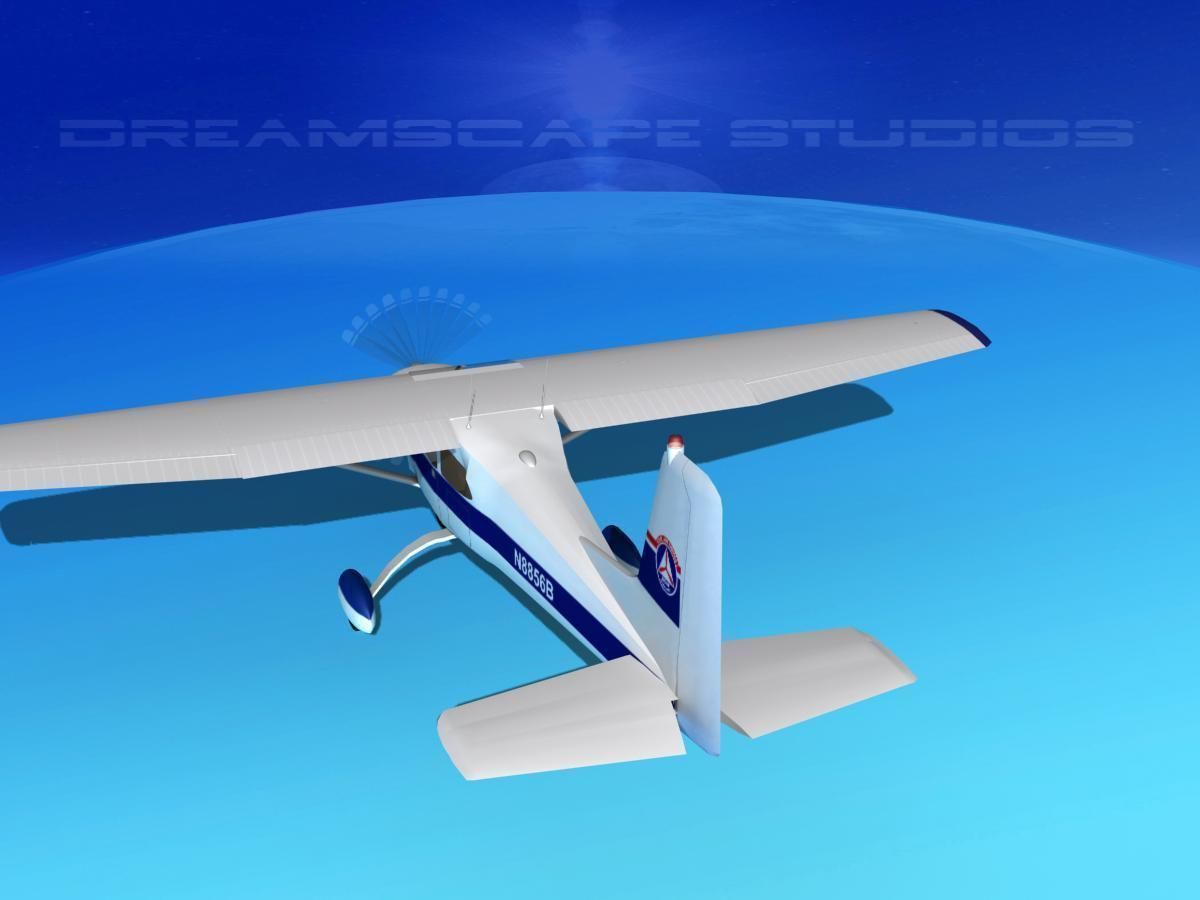 Cessna 172 Skyhawk 1958 Civil Air Patrol 3D model_7