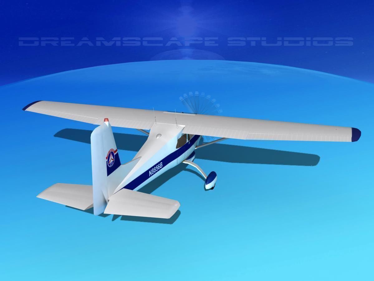 Cessna 172 Skyhawk 1958 Civil Air Patrol 3D model_6