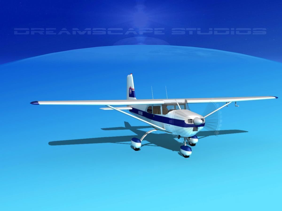 Cessna 172 Skyhawk 1958 Civil Air Patrol 3D model_2