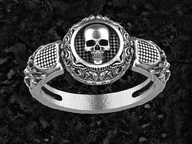 Skull-ring22 silver skull ring with ornate design