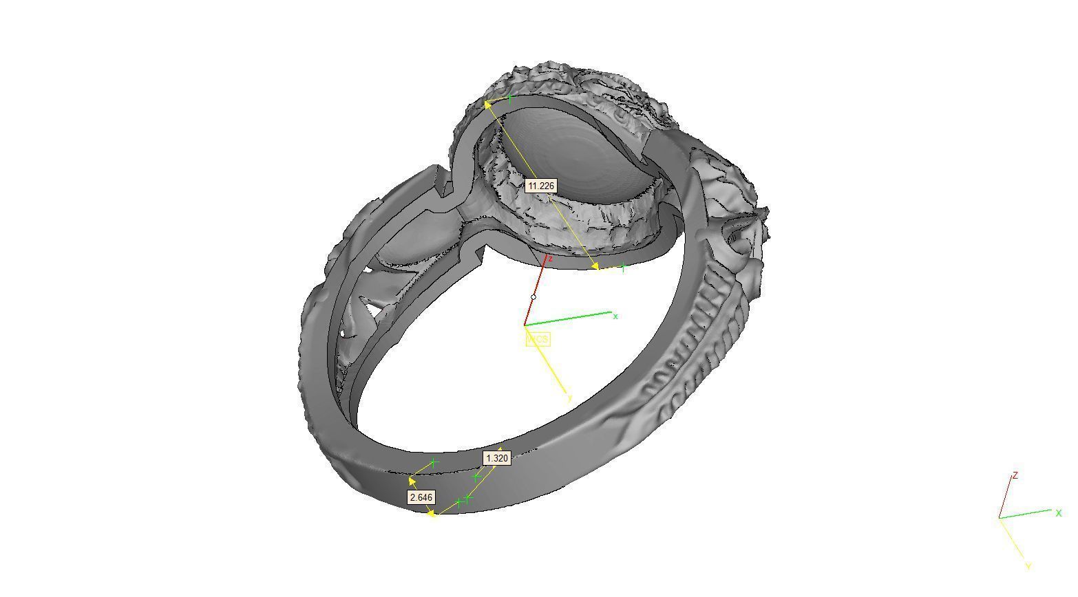 Skull-ring22 silver skull ring with ornate design 3D print model_5